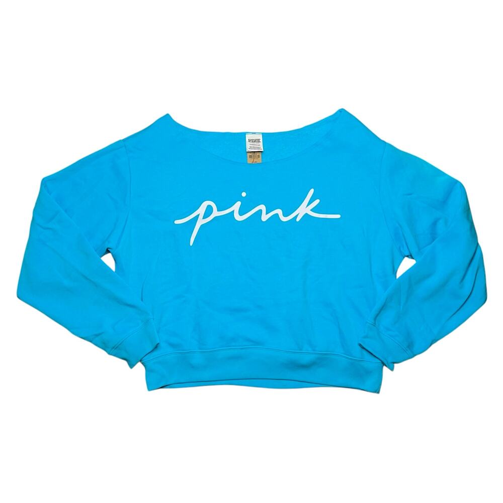 Victoria's Secret PINK Everyday Lounge Off The Shoulder Sweatshirt Neon Scuba XL